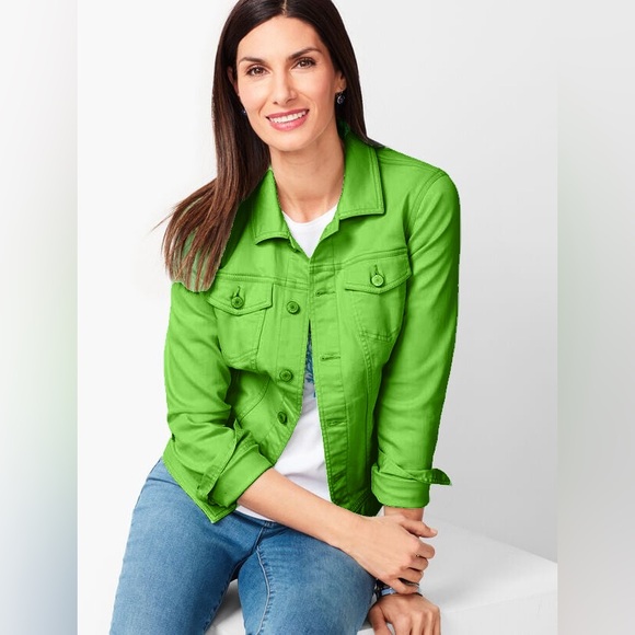 Talbots Classic Jean Jacket in Bright Green - Picture 3 of 9